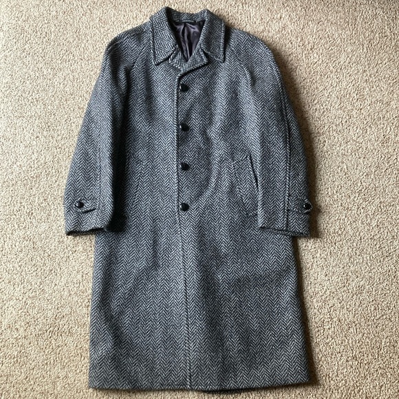 Crombie Other - Classic Crombie Aberdeen Scotland Gray Blue Fleck Tweed Overcoat England 40 L